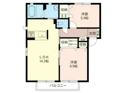 ファミールB(2LDK/1階)の間取り写真