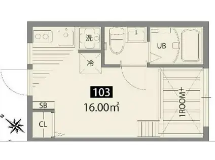 チトフナアパートメント(ワンルーム/1階)の間取り写真