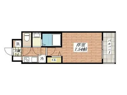 ロイス茨木奈良町(1K/2階)の間取り写真