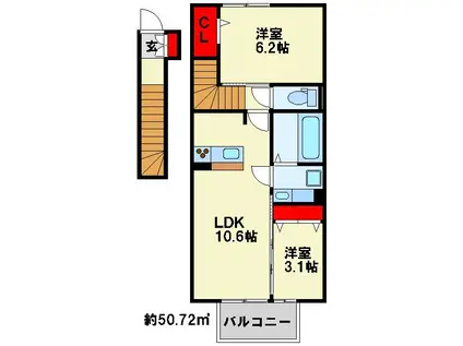 D-ROOM横沼(2LDK/2階)の間取り写真