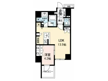 サンクレイドル御苑内藤町(1LDK/7階)の間取り写真