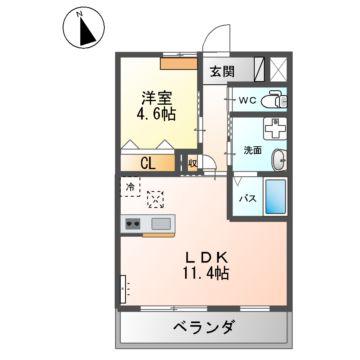 NOVEMBRE令和(1LDK/1階)の間取り写真