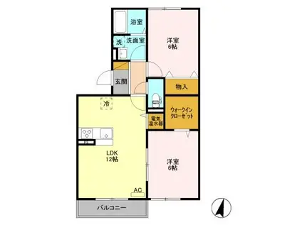 エルスリーモナミ 103(2LDK/1階)の間取り写真