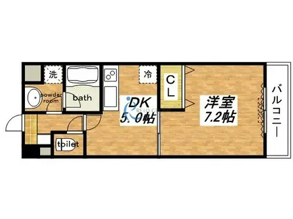 サザングレイス(1DK/2階)の間取り写真