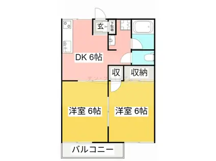 アップルタウン(2DK/1階)の間取り写真