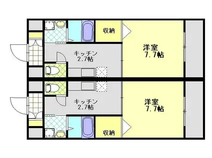 ソラテリエ春木(1K/2階)の間取り写真