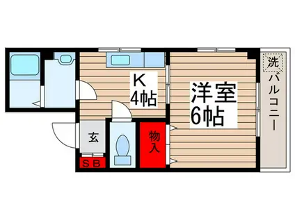 ハイツ リバーランド(1K/4階)の間取り写真