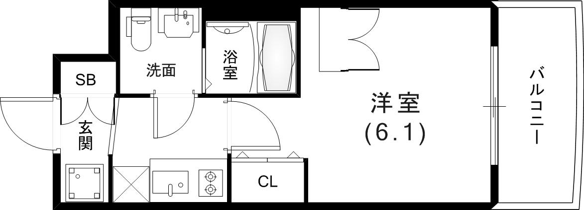 セレニテ神戸ミラクノール(1K/5階)の間取り写真