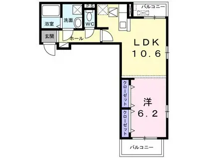 アンサンブル菅沢(1LDK/1階)の間取り写真