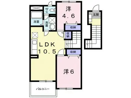 レジデンスヒルC(2LDK/2階)の間取り写真