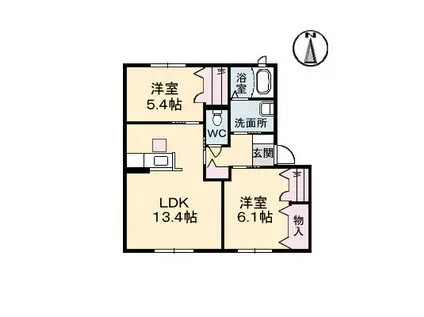 グランマスト平田B棟(2LDK/2階)の間取り写真