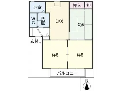 ディアスヒロII(3DK/1階)の間取り写真