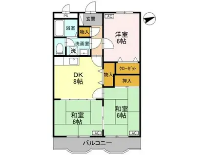 ピュアタウン花園(3DK/2階)の間取り写真