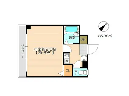 ドミールグリーンベルC棟(1K/1階)の間取り写真