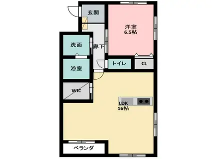 BELL TREE初生(1LDK/2階)の間取り写真