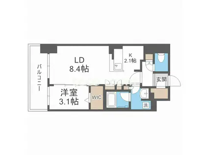 アーバネックス同心(1LDK/9階)の間取り写真