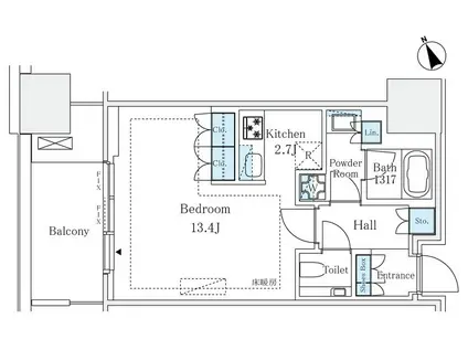 麻布台ヒルズレジデンス(ワンルーム/6階)の間取り写真