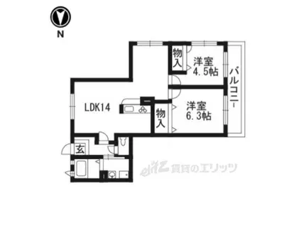 阪急嵐山線 上桂駅 徒歩18分 2階建 築21年(2LDK/2階)の間取り写真