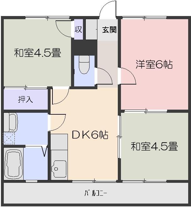 ビレッジ八浜(3DK/1階)の間取り写真