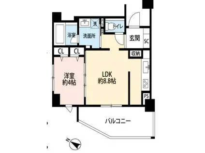 クリオ志村ラ・モード(1LDK/4階)の間取り写真