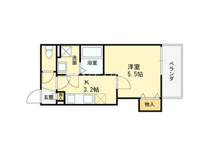 クレアール八戸ノ里(1K/3階)の間取り写真