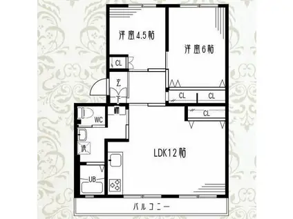 西武百草園団地2号棟(2LDK/2階)の間取り写真