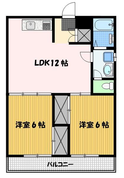松八ビル(2LDK/4階)の間取り写真