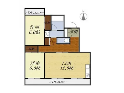 グランドハイツ II(2LDK/2階)の間取り写真