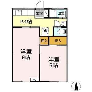 コーポ則竹(2K/1階)の間取り写真