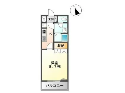 セレニティーK(1K/2階)の間取り写真