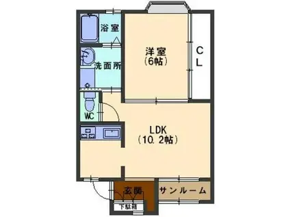 シャングリラ(1LDK/1階)の間取り写真