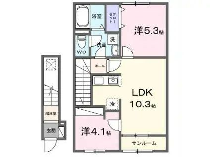かのやIV(2LDK/2階)の間取り写真