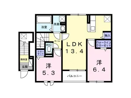 ゼン・クオーレ佐久平(2LDK/2階)の間取り写真