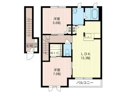 ミモザ壱番館(2LDK/2階)の間取り写真