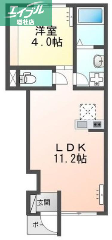 ニューページ(1LDK/1階)の間取り写真