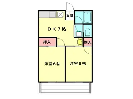 清水ハイツ(2DK/1階)の間取り写真