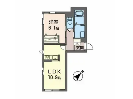ジオベレオT(1LDK/1階)の間取り写真