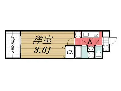 デパール(1K/1階)の間取り写真