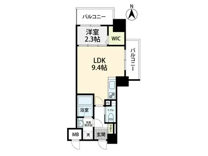 ノア吉塚(1LDK/7階)の間取り写真