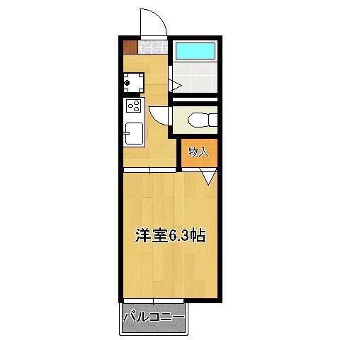 ボンシャンス本城(1K/1階)の間取り写真