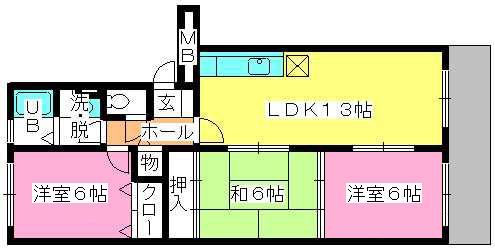 エクセル工藤(3LDK/1階)の間取り写真