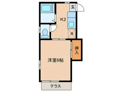 プランドール(1K/1階)の間取り写真