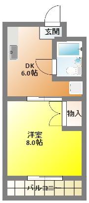 レジデンス曳馬II(1DK/2階)の間取り写真