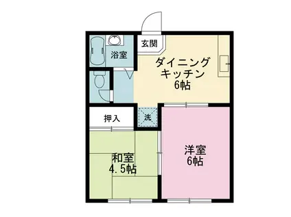 フェリース港南台(2DK/1階)の間取り写真