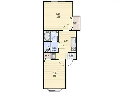 ビューセゾン(2K/2階)の間取り写真