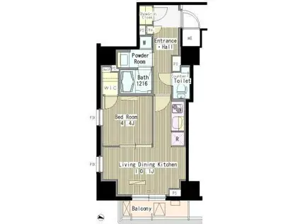 マスターズコート北品川(1LDK/5階)の間取り写真