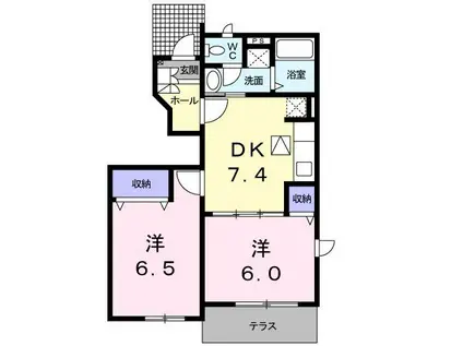 ル・モンドFIII(2DK/1階)の間取り写真