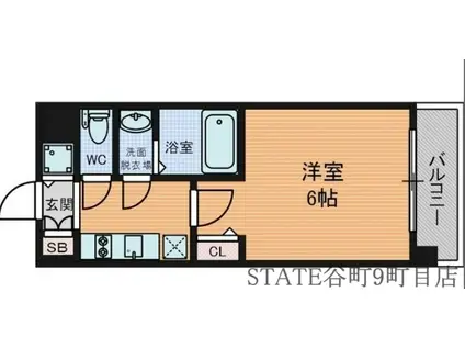 ドルチェヴィータ北浜(1K/9階)の間取り写真