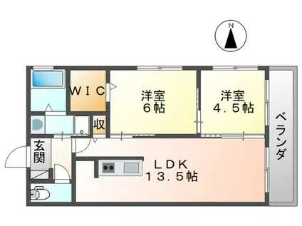 オーラノールド(2LDK/2階)の間取り写真