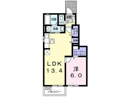 ガーデンプレイス(1LDK/1階)の間取り写真